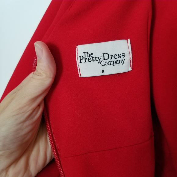 The Pretty Dress Company Kennedy Roll Neck Dress in Red - Picture 4 of 5